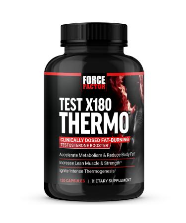 FORCE FACTOR Test X180 Thermo Testosterone Supplement and Fat Burner for Men to Accelerate Metabolism Reduce Body Fat Build Lean Muscle and Increase Thermogenesis 120 Capsules