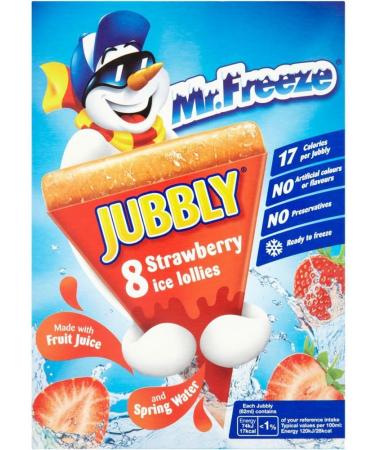 Jubbly Mr Freeze Jubbly Pack of 6 Strawberry Ice Pops 8 x 62 ml