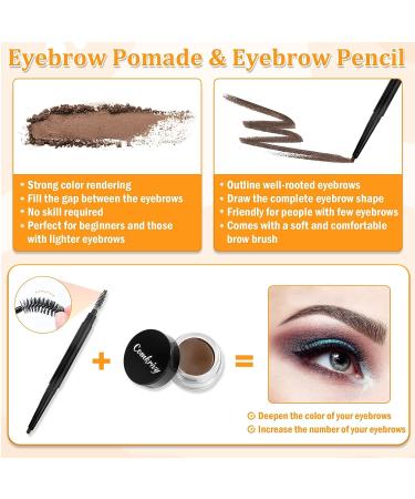 Comkrivy Eyebrow Stamp Stencil Kit - 48 PCS Waterproof Eyebrow Stencils in 2 Sizes with Pomade & Pencil - Ideal for Beginners Women - Brown - Buy Online on GoSupps.com