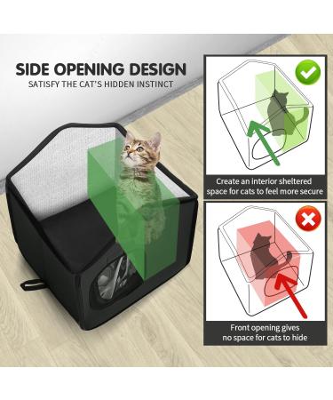 Rest-Eazzzy Weatherproof Cat House with Heat Pad - Outdoor Cat Bed for Cats, Dogs, and Small Animals - Black S Shelter - Buy Online on GoSupps.com