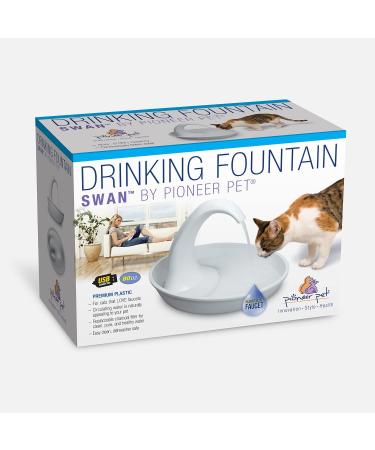 Pioneer Pet Swan Pet Drinking Fountain - 80oz Water Capacity (White Plastic) - Buy Online on GoSupps.com