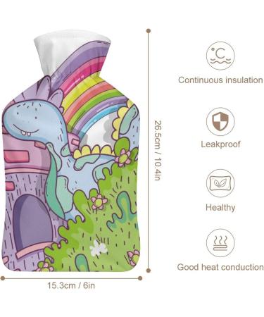 Dinosaur Castle Hot Water Bottle with Plush Cover - Hand Warmer for Adults & Kids | 26.5x15.3cm - International Shipping - Buy Online on GoSupps.com