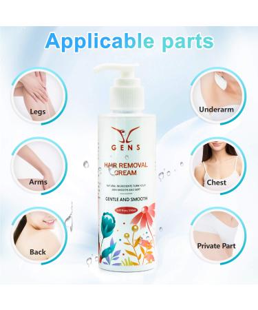 Painless Hair Removal Cream for Women and Men - Gentle Depilatory for Body & Private Parts | JC Gens Soothing Formula - Buy Online on GoSupps.com