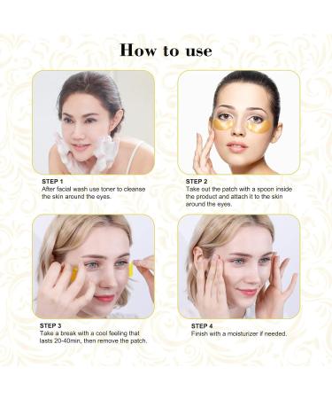24K Gold Under Eye Masks Reduce Dark Circles Puffiness & Wrinkles (10 Pairs) | International Shipping - Buy Online on GoSupps.com
