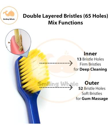 Wide Head Toothbrush by The Smiling Whale | Deep Clean & Extra Soft | 4 Count | SPA Dental Care for Sensitive Gums - Buy Online on GoSupps.com