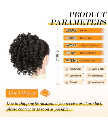 NICENEEDED 6Inch Curly Drawstring Ponytail Afro Fluffy Kinky Synthetic Ponytails Extensions for Black Women Loose Wave Natural Black Short Mini Hair Buns Wig Hair Extensions for Daily Use - Buy Online on GoSupps.com