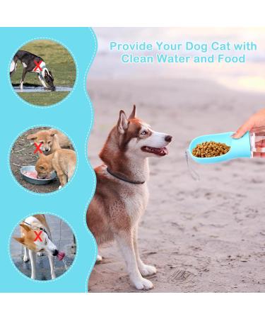 JOPHEK Portable Pet Drinking Bottle - 300ml Leak-Proof Dog & Cat Water Bottle with 100ml Food Mug & Activated Carbon Filter - Ideal for Daily Walks & Travel - Blue - Buy Online on GoSupps.com