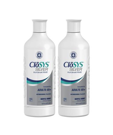 CloSYS Silver Fluoride Mouthwash, 16 Ounce (Pack of 2), Gentle Mint, for Adults 55+, Alcohol Free, Dye Free, pH Balanced, Fights Cavities and Strengthens Tooth Enamel 2-Pack Mouthwash 16 Ounce (Pack of 2)