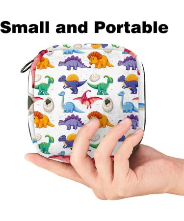 Portable Storage Bags for Women's Bandages & Menstrual Products - Seamless Dinosaurs Motif Multicolored Design | Perfect for School & Office - Buy Online on GoSupps.com
