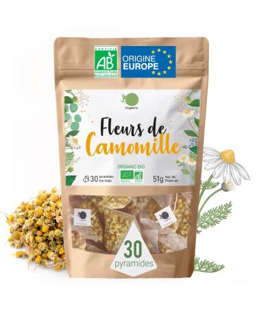 Origeens ORIGEENS ORGANIC CAMOMILE INFUSION Origin Europe 30 pyramids | Bulk Infusion Organic Sleep and Digestion Herbal Tea | German Chamomile Flowers - Organic Wild Chamomile