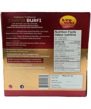Verka's Roasted Chickpea Lentil Fudge with Almonds Chana Badam Burfi/Barfi. Indian Sweets for Festivals (16 Burfi's in a pack) Indian Sweet Gift Pack of Barfi. - Buy Online on GoSupps.com