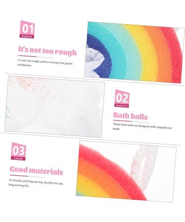 Rainbow Bath Balls & Sponges - Cute Bathroom Accessories for Kids | Minkissy 8 Pcs Shower Mesh Set - Buy Online on GoSupps.com