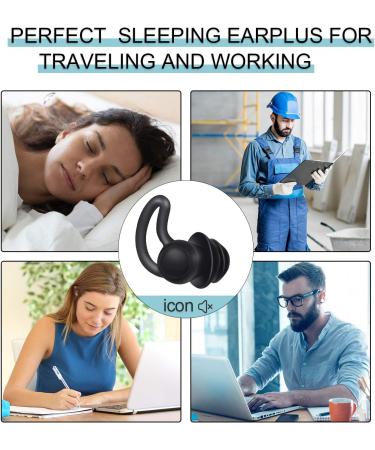 Comfortable Noise-Damping Silicone Ear Plugs - 2 Pieces for Sleep Travel Running & Concerts (Black) - Buy Online on GoSupps.com