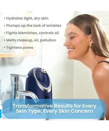 NanoSteamer Luxe by Pure Daily Care in Navy | Ionic Facial Steamer with Smart Steam Technology | 6 Steam Modes | Aromatherapy Basket | Digital LCD Screen | Hot Steam & Cool Mist - Buy Online on GoSupps.com