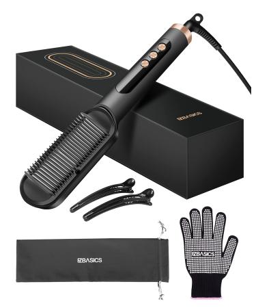 EZBASICS Ionic Hair Straightening Brush - 9 Heat Levels for Frizz-Free Silky Hair - Fast Heating & Anti-Scald - Professional Salon Results at Home - Buy Online on GoSupps.com