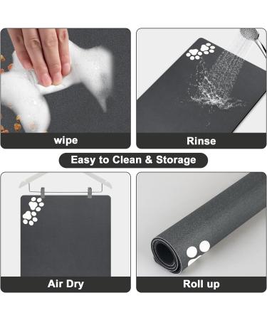 Mavicen Pet Feeding Mat 30x50cm | Super Absorbent & Anti-Slip | Easy to Clean | Dark Gray Paw Pattern - Buy Online on GoSupps.com