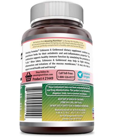 Amazing Formulas Echinacea & Golden Seal Root Capsules - 450mg (120 Count) - Immune Support & Well-Being - Buy Online on GoSupps.com