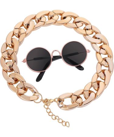 Molain Cat Sunglasses Gold Chain Costume Decorations - UV Protection Retro Black Sunglasses with Rose Gold Chain for Cosplay and Photo Props - Buy Online on GoSupps.com