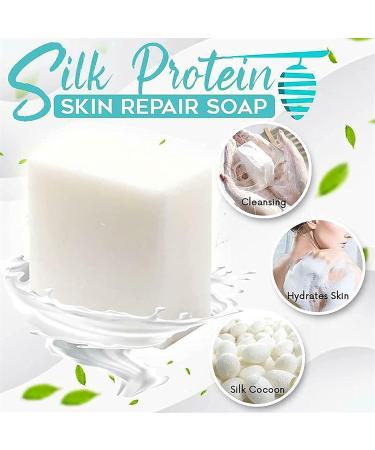 Silk Protein Skin Repair Soap | Goat Milk & Oil Control Cleansing Soap | Natural Skin Lightening & Acne Moisturizing Bar (1 Pcs - Buy Online on GoSupps.com