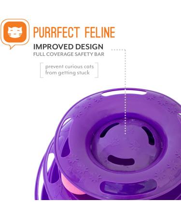 Purrfect Feline Titan's Tower - Interactive Cat Toy for Indoor Cats - 3 Tier Purple - Buy Online on GoSupps.com