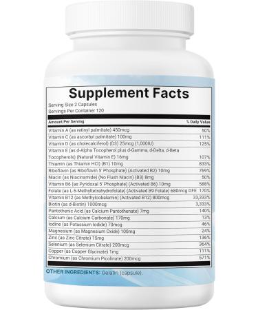 Micro Ingredients Pure Methylated Multivitamin 240 Capsules | 19-in-1 Formula with Vitamins C D B12 Folate Magnesium Zinc & More | Filler Free Non-GMO 240 Count (Pack of 1) - Buy Online on GoSupps.com