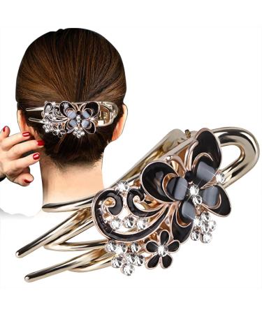 CROWN GUIDE Alligator Hair Clips for Styling  Hair Claw Clips for Thick Long Hair  Styling Hair Clips with Rhinestone Flower Butterfly  Hair Barrettes for Women Fine Hair  Decorative Hair Accessories for Women Girls Blac...