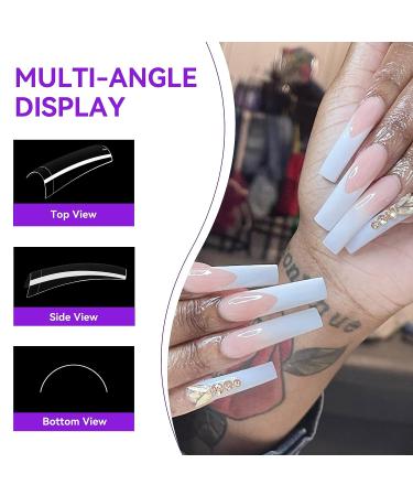 240PCS Gelike EC Square Curved Nail Tips - Preshaped Long Soft Gel Half Cover Extension for Acrylic Nails & Gel Polish - 12 Sizes Curved Square Nails Salon - Buy Online on GoSupps.com