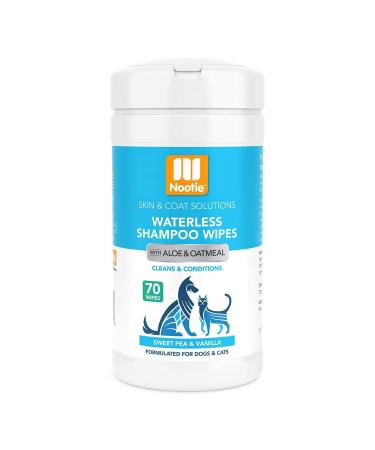 Nootie Waterless Shampoo Wipes for Dogs & Cats-Long Lasting Fragrances-Sold in Over 3000 Vet Clinics-Made in U.S.A. 70 Count Sweet Pea & Vanilla