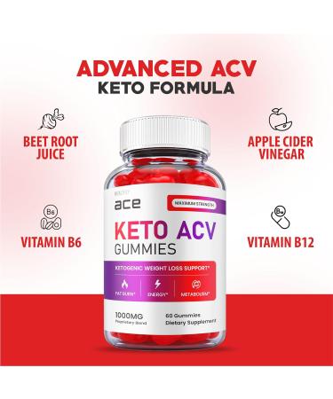 (2 Pack) Ace Keto Gummies - Advanced Weight Loss Formula with Apple Cider Vinegar - Vegan ACV Gummies for Keto Diet - 120 Gummies - Buy Online on GoSupps.com