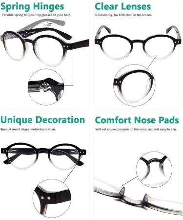 Eyekepper 5-Pack Retro Round Reading Glasses with Spring Hinges - Black/Clear +2.50 - Stylish & Durable Readers for All Occasions - Buy Online on GoSupps.com
