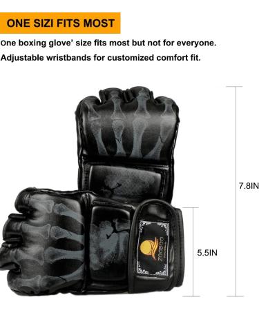 ZooBoo Half-Finger MMA Boxing Gloves with Adjustable Wrist Band - G-Black - Buy Online on GoSupps.com