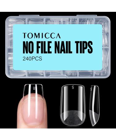 Tomicca 240 pieces of artificial nail tips short square gel tips for gelnail nail tips wrong nail half matt tips for nails full cover nail tips for nail studios and diy nail art - 15 sizes square short 240