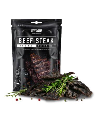 The Meat Makers Original Beef Jery Steak (200g) - Dried beef steak protein -rich beef D rrfleisch Dry meat for people dry meat beef jerky snack.1. Original 200g - Buy Online on GoSupps.com
