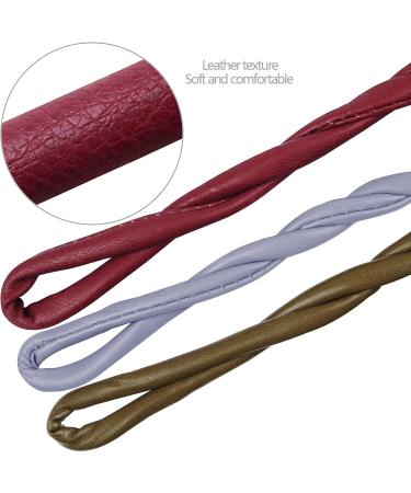 3Pcs Leather Hair Ties Ponytail Holders - Red Brown Grey | French Hairstyle Wraps - Buy Online on GoSupps.com