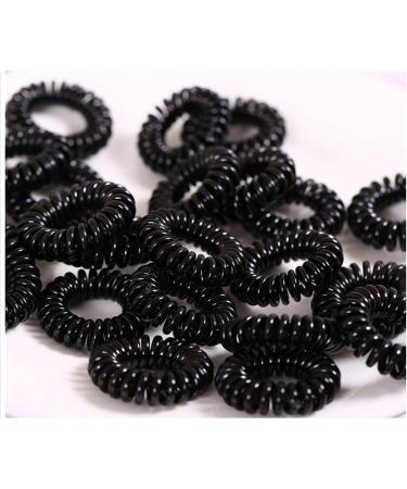 Miya Set of 10 Black Elastic Telephone Cable Hair Ties | Mini Plastic Spiral Hair Accessories & Bracelet - Buy Online on GoSupps.com