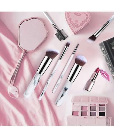 16PC Makeup Brush Set with Beauty Blenders & Cleaner - Premium Synthetic Marble Finish - Buy Online on GoSupps.com