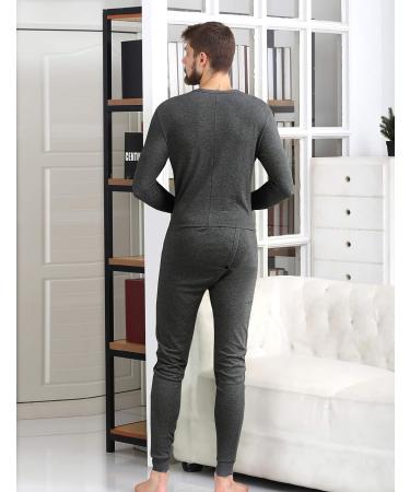 COLORFULLEAF Men's Cotton Thermal Union Suit Onesie Base Layer - Dark Grey (Large) - Buy Online on GoSupps.com