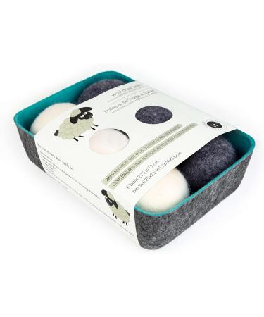 Three by Three Seattle Felt Like it! Wool Dryer Balls - 6 Pack Grey & White | Natural Fabric Softener Alternative Reduces Drying Time & Static Cling - Buy Online on GoSupps.com