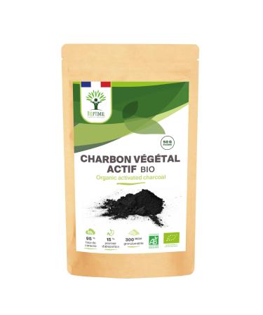 BIOPTIMAL - Organic Activated Vegetable Charcoal Powder - Digestion for Gut Health - Ingredient for Pastry or Cosmetics - White Teeth Mask - Made and Origin France - 50 g