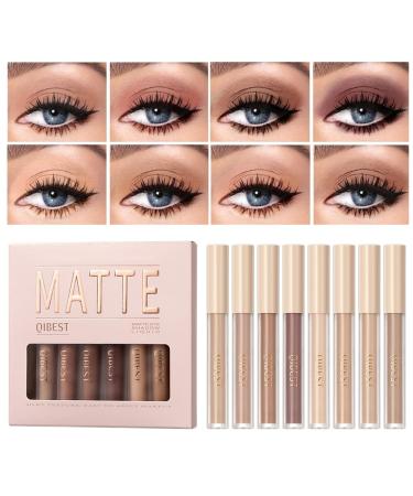 8 Colors Matte Liquid Eyeshadow Set - Highly Pigmented Velvet Finish Long-Lasting & Quick Drying Makeup Kits for Smokey & Nude Looks - Buy Online on GoSupps.com