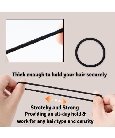 The Chic Way 40 Pcs Strong Hair Bobbles Elastic Hair Bands Black Hair Ties 4mm - Buy Online on GoSupps.com