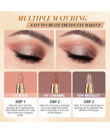 CCbeauty Matte Eyeshadow Stick Set - Cream Eye Shadow Pencil Kit for Hypoallergenic Longwear Metallic Glitter Eyeliner - Nude 03 - Buy Online on GoSupps.com
