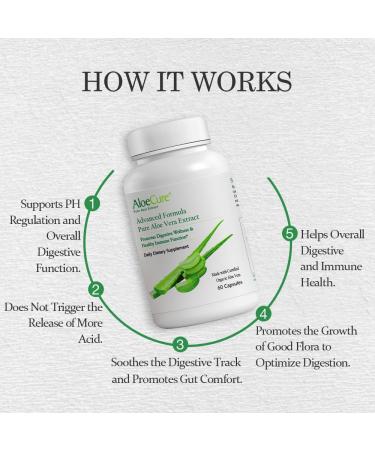 AloeCure Organic Aloe Vera Capsules 130 000mg Inner Aloe Leaf Equivelant per Serving Support Gut Health & Digestive Comfort Stomach Acid Buffer Natural Immune Supplement Aloin Free 60 Capsules - Buy Online on GoSupps.com