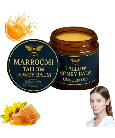 Marroomi Tallow Honey Balm Advanced Beef Tallow for Skin Marroomi Organic Grass-Fed Beef Tallow Balm With Raw Honey Natural Soothing Moisturizing Anti-Aging Suitable for All Skin Types (1 Bottle)
