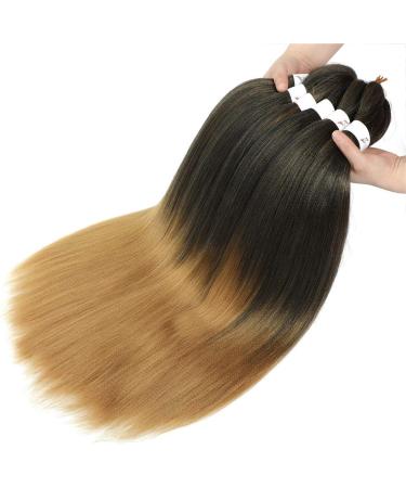 WIGENIUS Pre-stretched Braiding Hair 26 inch Ombre Brown 3 Packs Professional Synthetic Fiber Itch Free Hot Water Setting Crochet EZ Braids Yaki Texture Braiding Hair Extensions (T27) 26 Inch (Pack of 3) T1B/27 - Buy Online on GoSupps.com
