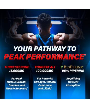 Turkesterone 15 000mg with BioPerine | Max Potency Muscle Growth & Recovery Supplement | Tongkat Ali - USA Made Non-GMO | 120 Vegan Capsules - Buy Online on GoSupps.com