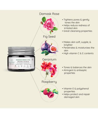 Organic Natural Lip Balm for Women - Juicy Chemistry Damask Rose & Fig (5g) | 100% Natural Moisturizer for Dry & Chapped Lips - Buy Online on GoSupps.com
