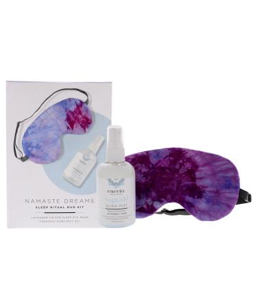 Namaste Dreams Duo Kit for Unisex - 2 Pc 4oz Yogahhh Aura Mist 1 Pc Lavender Tie Dye Sleep Eye Mask