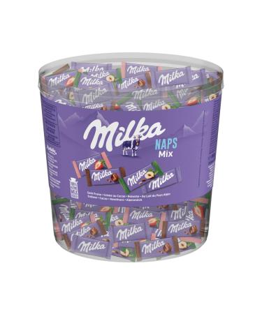 Milka Milka NAPS Mix Chocolate Bars Alpine Milk / Hazelnut / Cocoa Cream / Strawberry Transparent Box 218 x 4.6 g (1 kg)