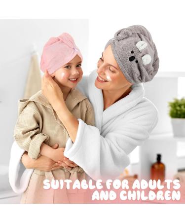 Buy 2-Pack Microfiber Hair Wrap - Cute Koala & Bunny Quick-Drying Hair Turban for Women & Kids | Absorbent Lightweight & Anti-Crumble - Buy Online on GoSupps.com